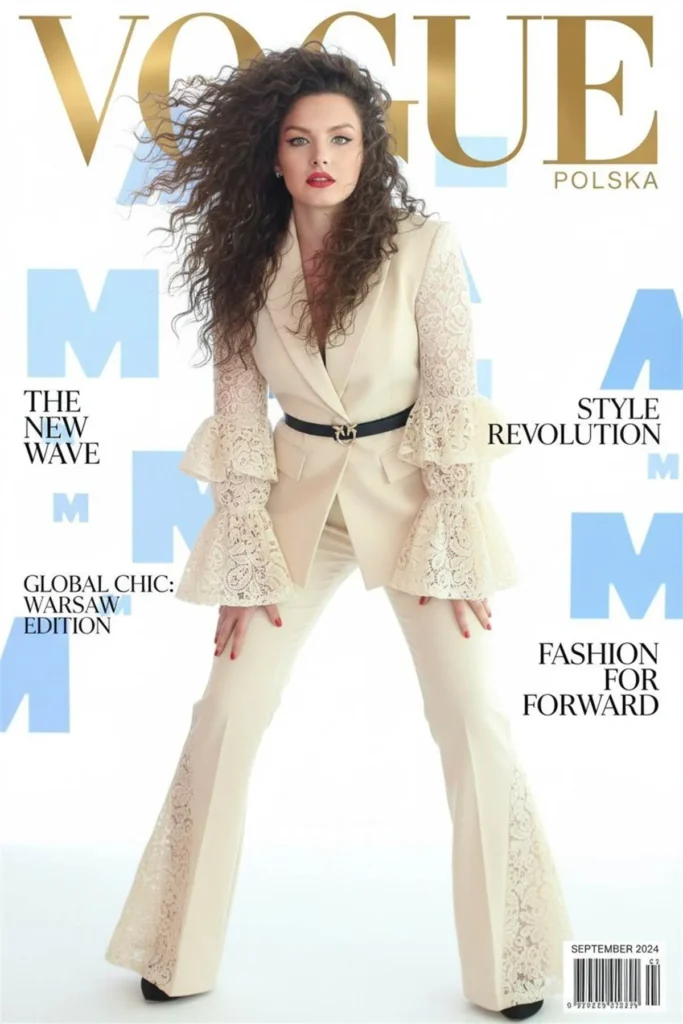 Fotobudka AI tworząca okładkę magazynu Vogue Polska z realistycznym efektem wygenerowanym przez sztuczną inteligencję.
