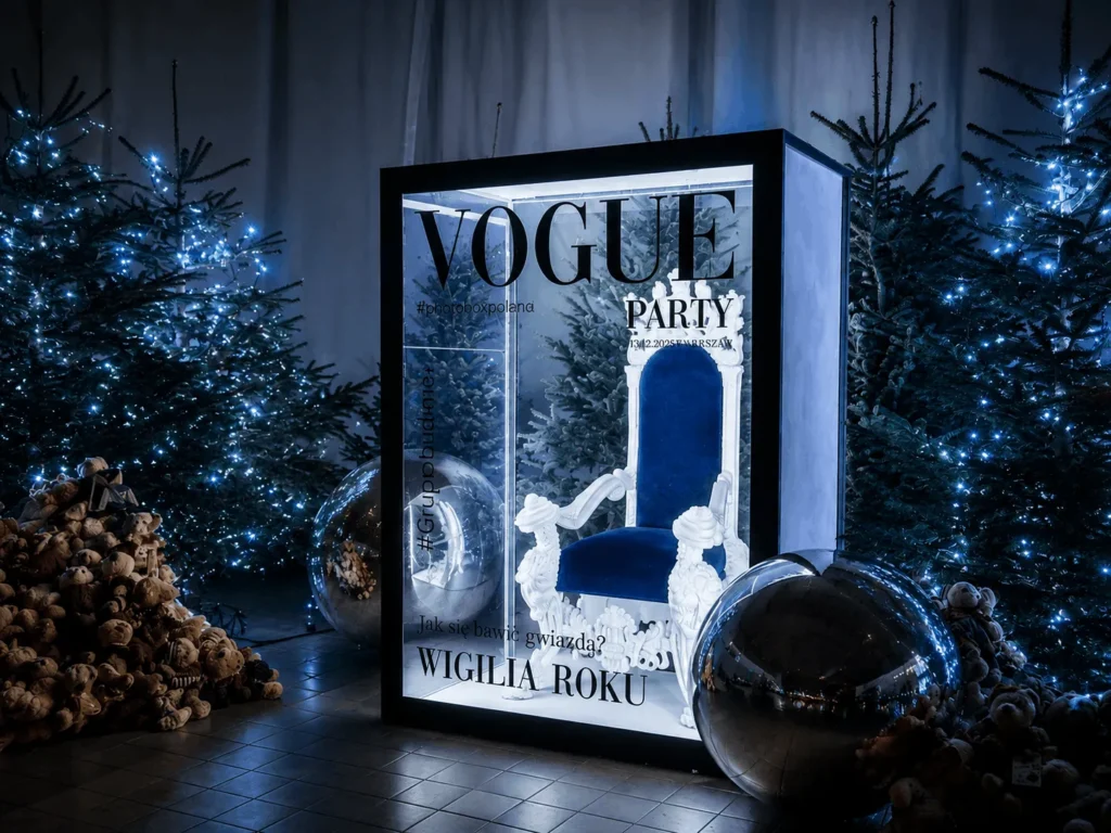 Magazine Photobox przygotowany na imprezę świąteczną i wigilię firmową jako personalizowana atrakcja eventowa